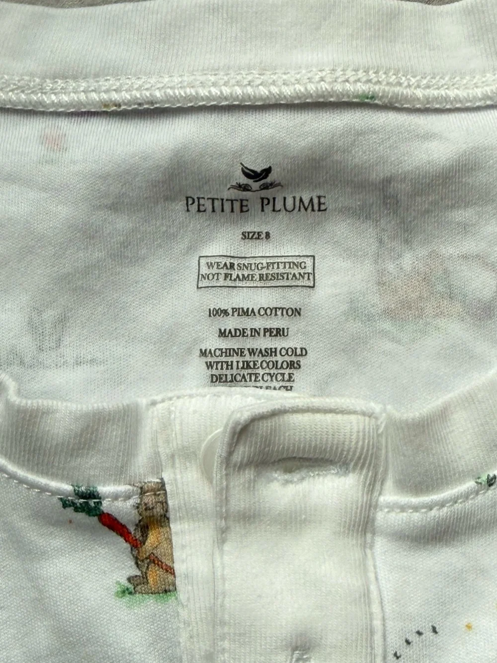 Children's White Short Pajama Set with Playful Animal Prints